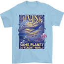 Diver Same Planet Different World Mens T-Shirt Cotton Gildan Light Blue