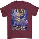 Diver Same Planet Different World Mens T-Shirt Cotton Gildan Maroon