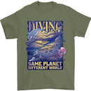 Diver Same Planet Different World Mens T-Shirt Cotton Gildan Military Green