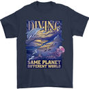 Diver Same Planet Different World Mens T-Shirt Cotton Gildan Navy Blue