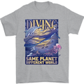 Diver Same Planet Different World Mens T-Shirt Cotton Gildan Sports Grey