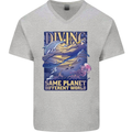 Diver Same Planet Different World Mens V-Neck Cotton T-Shirt Sports Grey