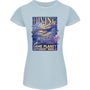 Diver Same Planet Different World Womens Petite Cut T-Shirt Light Blue