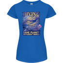 Diver Same Planet Different World Womens Petite Cut T-Shirt Royal Blue