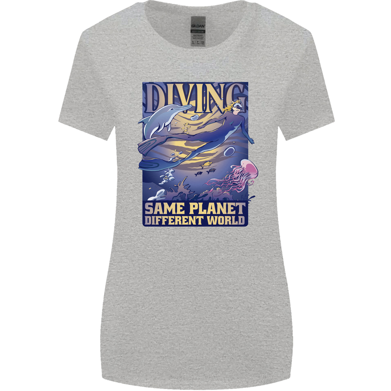 Diver Same Planet Different World Womens Wider Cut T-Shirt Sports Grey