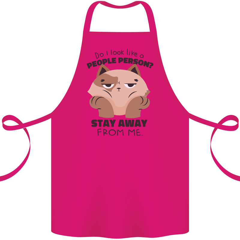 Do I Look Like a People Person Funny Cat Cotton Apron 100% Organic Pink