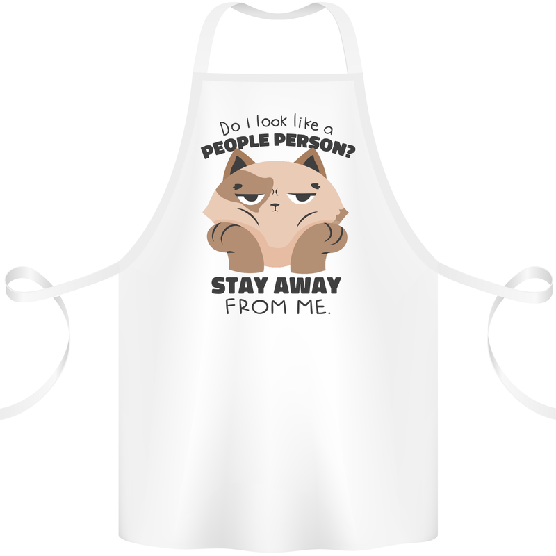 Do I Look Like a People Person Funny Cat Cotton Apron 100% Organic White