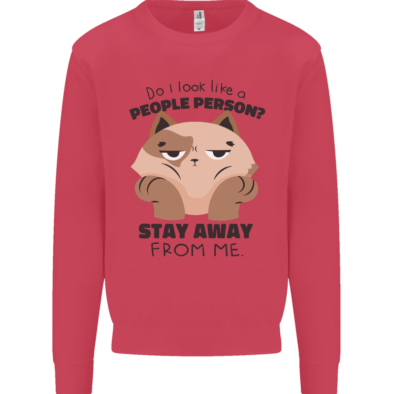 Do I Look Like a People Person Funny Cat Kids Sweatshirt Jumper Heliconia