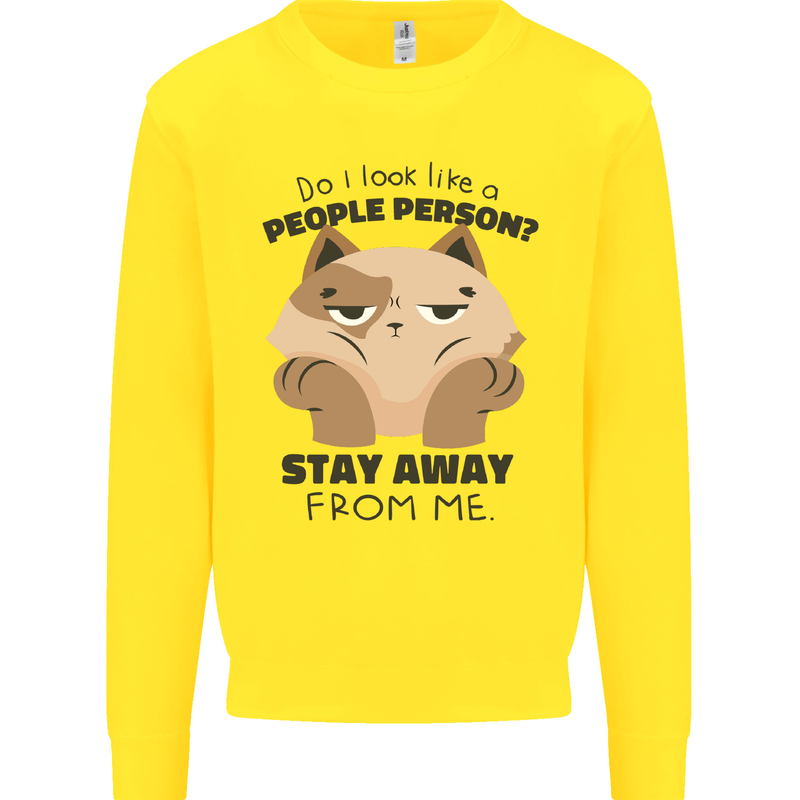 Do I Look Like a People Person Funny Cat Kids Sweatshirt Jumper Yellow