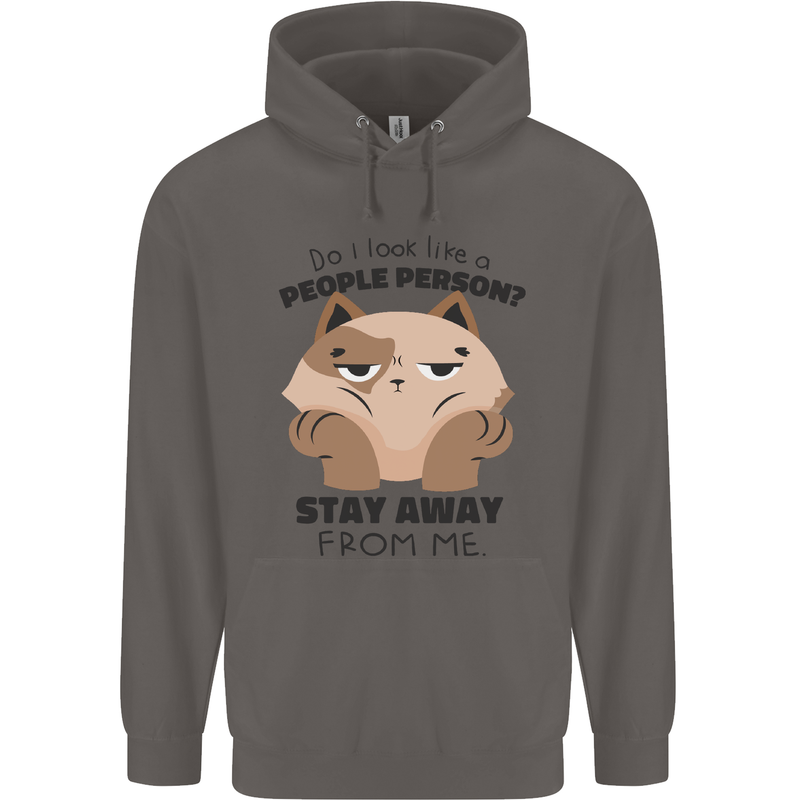 Do I Look Like a People Person Funny Cat Mens 80% Cotton Hoodie Charcoal