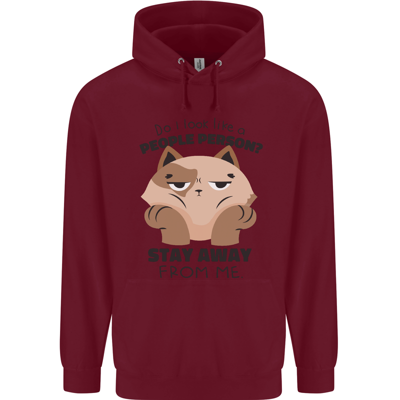 Do I Look Like a People Person Funny Cat Mens 80% Cotton Hoodie Maroon