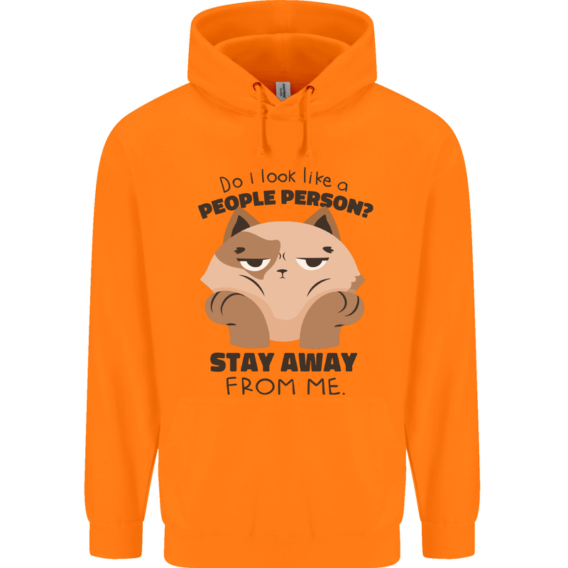 Do I Look Like a People Person Funny Cat Mens 80% Cotton Hoodie Orange