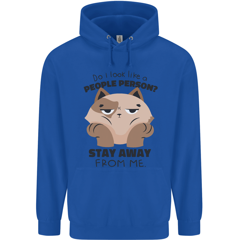 Do I Look Like a People Person Funny Cat Mens 80% Cotton Hoodie Royal Blue