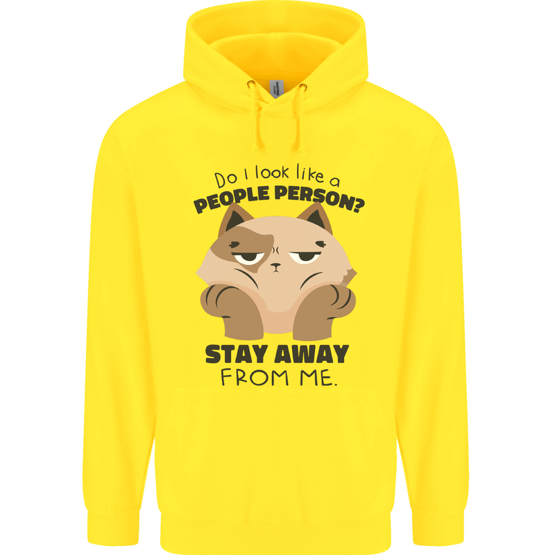 Do I Look Like a People Person Funny Cat Mens 80% Cotton Hoodie Yellow