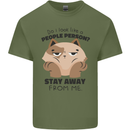Do I Look Like a People Person Funny Cat Mens Cotton T-Shirt Tee Top Military Green