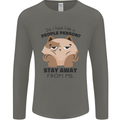 Do I Look Like a People Person Funny Cat Mens Long Sleeve T-Shirt Charcoal