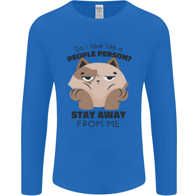 Do I Look Like a People Person Funny Cat Mens Long Sleeve T-Shirt Royal Blue