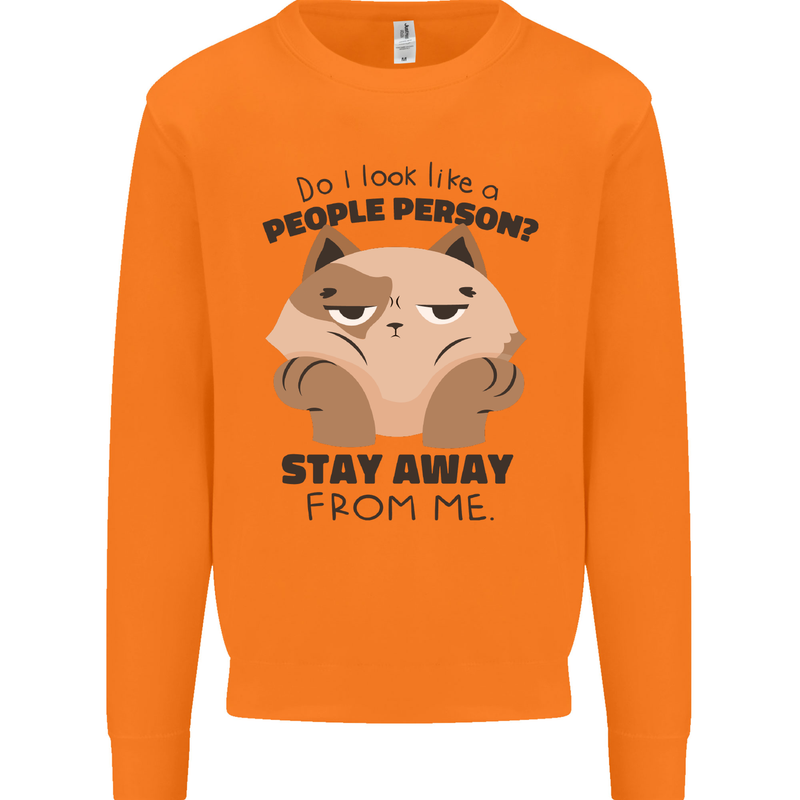 Do I Look Like a People Person Funny Cat Mens Sweatshirt Jumper Orange