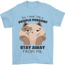 Do I Look Like a People Person Funny Cat Mens T-Shirt Cotton Gildan Light Blue