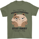 Do I Look Like a People Person Funny Cat Mens T-Shirt Cotton Gildan Military Green