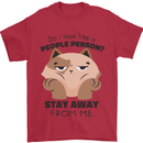Do I Look Like a People Person Funny Cat Mens T-Shirt Cotton Gildan Red