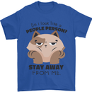 Do I Look Like a People Person Funny Cat Mens T-Shirt Cotton Gildan Royal Blue