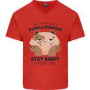 Do I Look Like a People Person Funny Cat Mens V-Neck Cotton T-Shirt Red