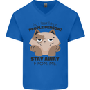 Do I Look Like a People Person Funny Cat Mens V-Neck Cotton T-Shirt Royal Blue