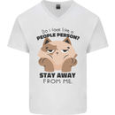 Do I Look Like a People Person Funny Cat Mens V-Neck Cotton T-Shirt White