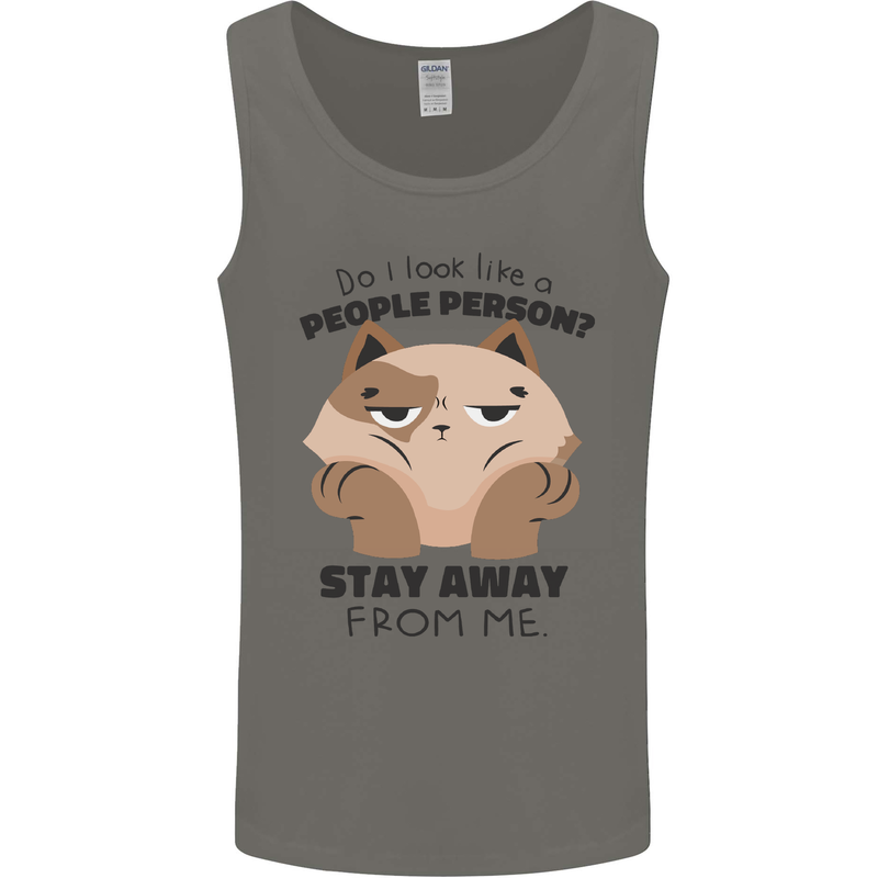 Do I Look Like a People Person Funny Cat Mens Vest Tank Top Charcoal