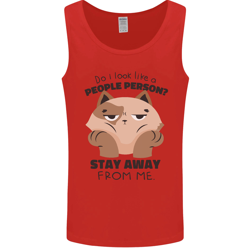 Do I Look Like a People Person Funny Cat Mens Vest Tank Top Red