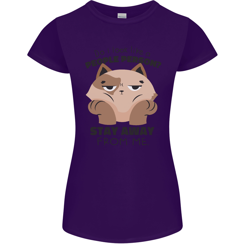 Do I Look Like a People Person Funny Cat Womens Petite Cut T-Shirt Purple