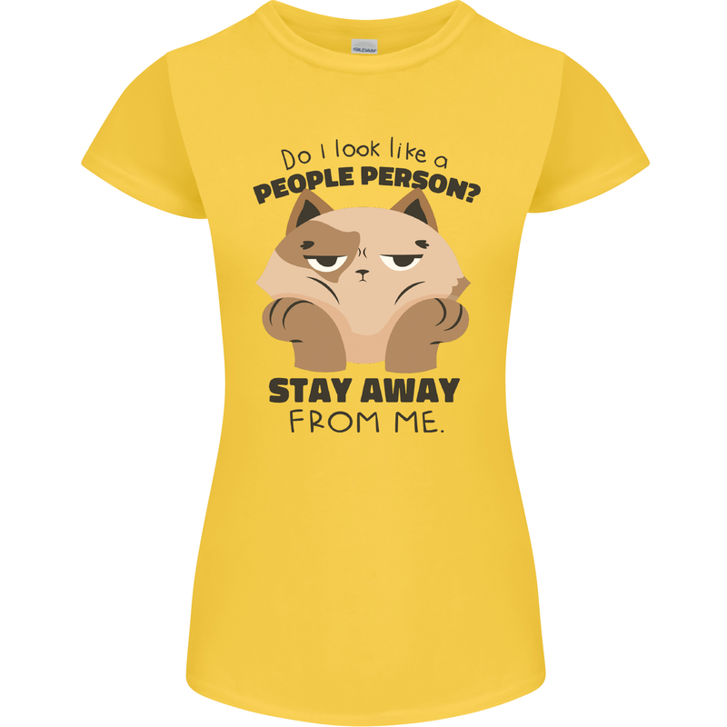 Do I Look Like a People Person Funny Cat Womens Petite Cut T-Shirt Yellow