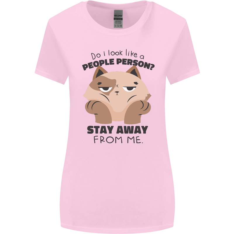 Do I Look Like a People Person Funny Cat Womens Wider Cut T-Shirt Light Pink