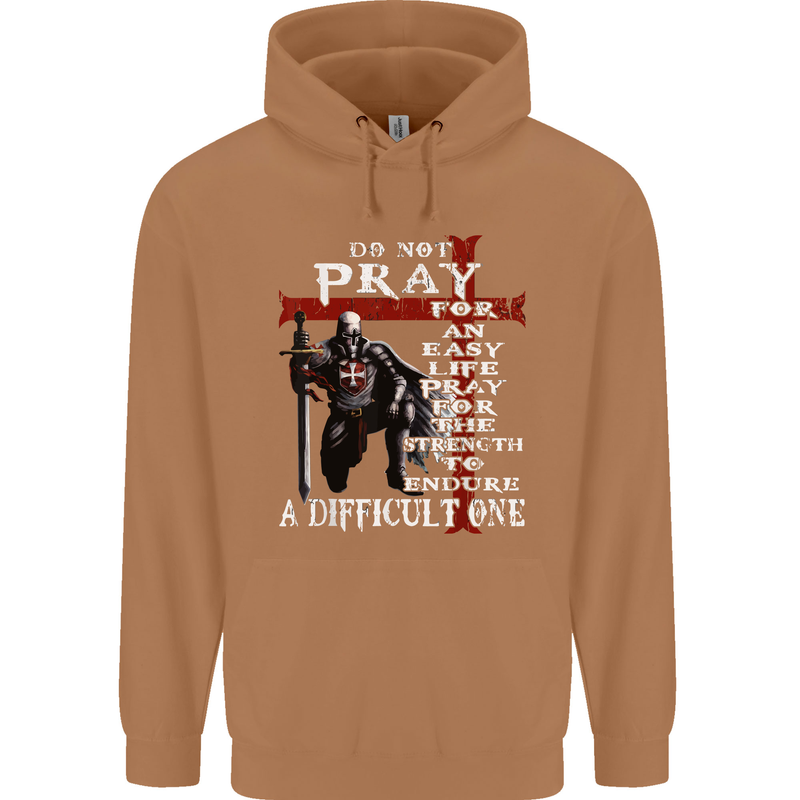Do Not Pray Knights Templar St Georges Day Mens 80% Cotton Hoodie Caramel Latte