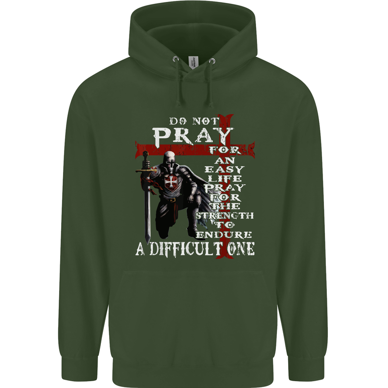 Do Not Pray Knights Templar St Georges Day Mens 80% Cotton Hoodie Forest Green