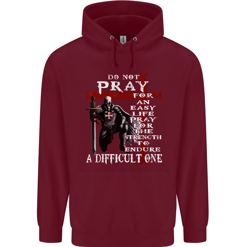 Do Not Pray Knights Templar St Georges Day Mens 80% Cotton Hoodie Maroon