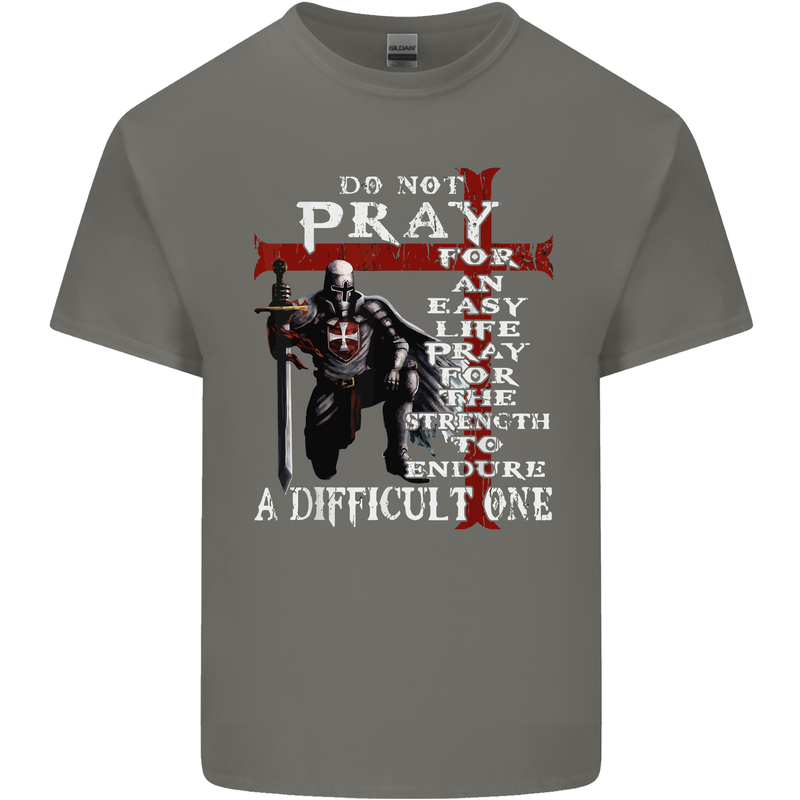 Do Not Pray Knights Templar St Georges Day Mens Cotton T-Shirt Tee Top Charcoal