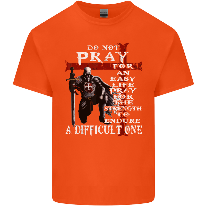 Do Not Pray Knights Templar St Georges Day Mens Cotton T-Shirt Tee Top Orange