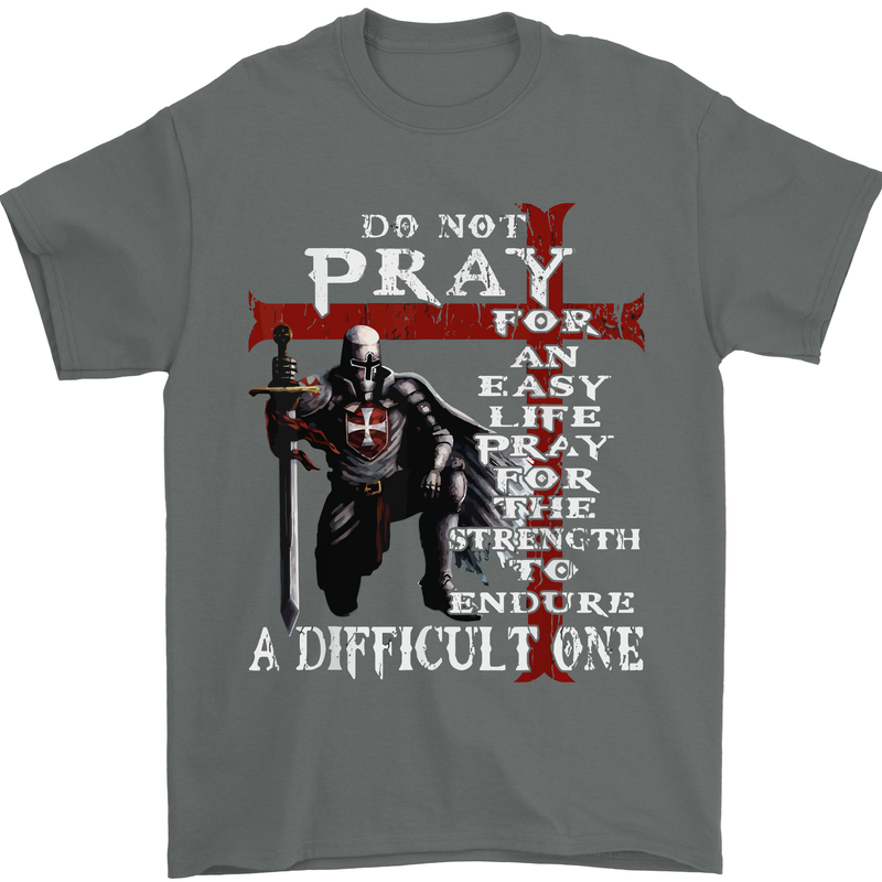 Do Not Pray Knights Templar St Georges Day Mens T-Shirt Cotton Gildan Charcoal