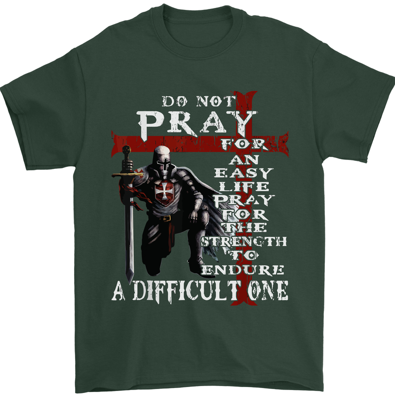 Do Not Pray Knights Templar St Georges Day Mens T-Shirt Cotton Gildan Forest Green