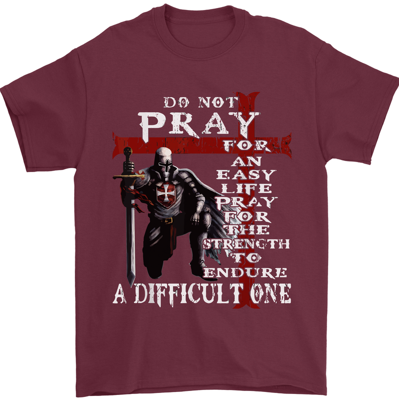Do Not Pray Knights Templar St Georges Day Mens T-Shirt Cotton Gildan Maroon