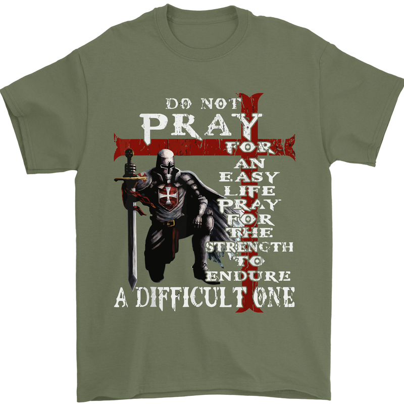 Do Not Pray Knights Templar St Georges Day Mens T-Shirt Cotton Gildan Military Green