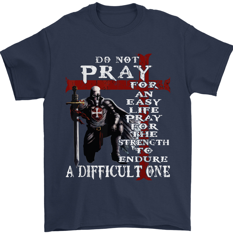 Do Not Pray Knights Templar St Georges Day Mens T-Shirt Cotton Gildan Navy Blue