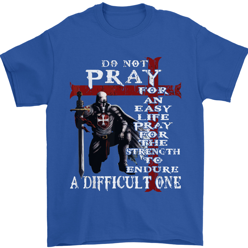 Do Not Pray Knights Templar St Georges Day Mens T-Shirt Cotton Gildan Royal Blue