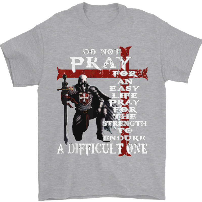 Do Not Pray Knights Templar St Georges Day Mens T-Shirt Cotton Gildan Sports Grey