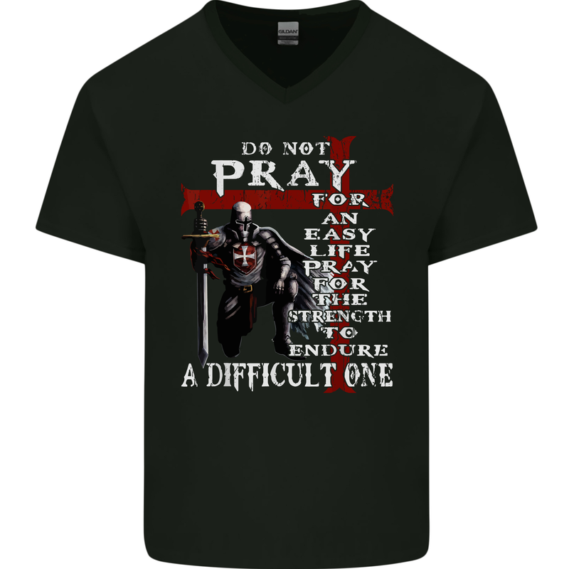 Do Not Pray Knights Templar St Georges Day Mens V-Neck Cotton T-Shirt Black