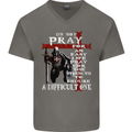 Do Not Pray Knights Templar St Georges Day Mens V-Neck Cotton T-Shirt Charcoal