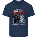 Do Not Pray Knights Templar St Georges Day Mens V-Neck Cotton T-Shirt Navy Blue