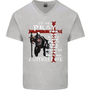 Do Not Pray Knights Templar St Georges Day Mens V-Neck Cotton T-Shirt Sports Grey